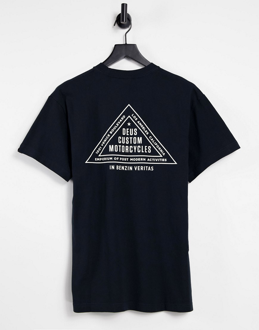 Deus Ex Machina roza t-shirt with back triangle print in black