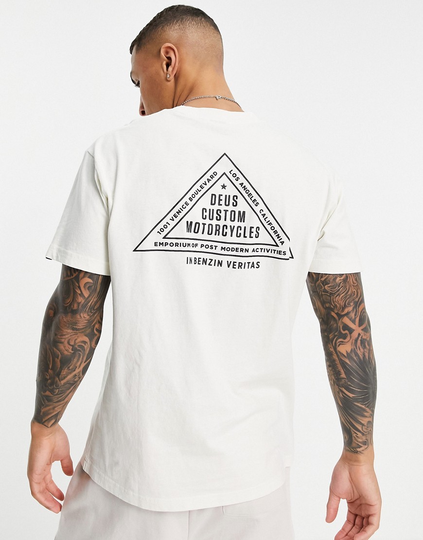 Deus Ex Machina roza t-shirt with back triangle print in white