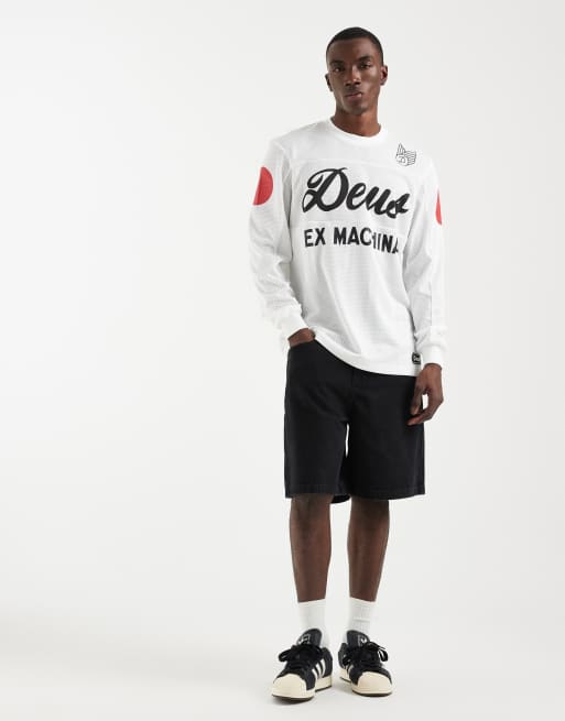 Deus Ex Machina Saber Moto long sleeve jersey top in vintage white, 2 of 5