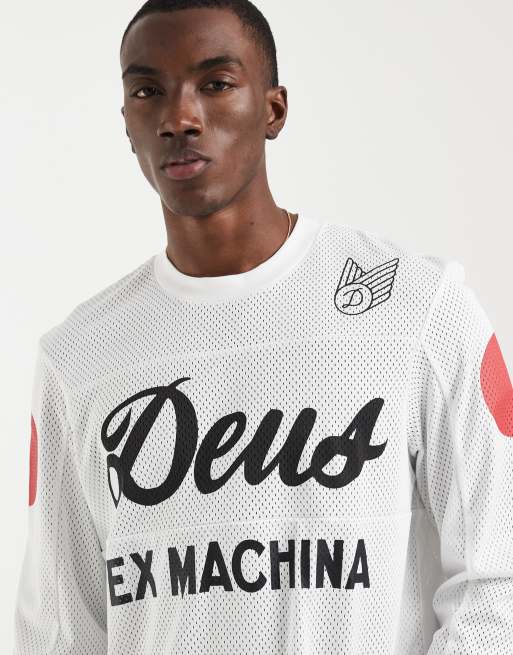 Deus Ex Machina Saber Moto long sleeve jersey top in vintage white, 3 of 5