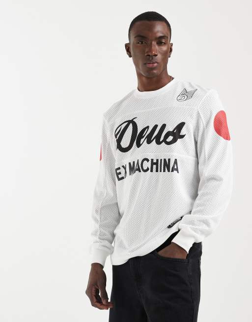 Deus Ex Machina - Saber Moto - Top a maniche lunghe in jersey bianco vintage, 1 di 5