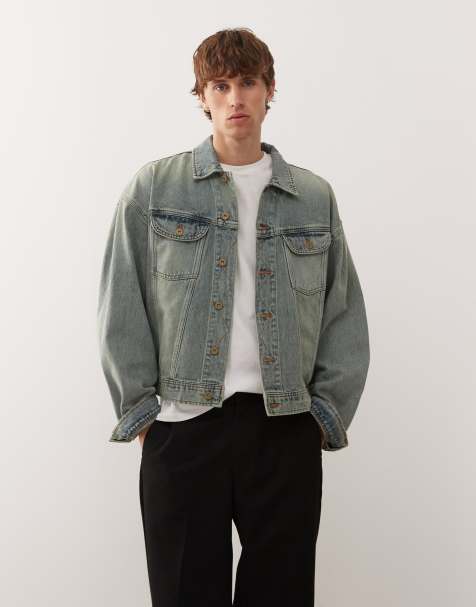Deus Ex Machina sassafras denim trucker jacket in vintage wash with embroided patches - view 1