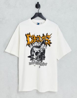 Deus Ex Machina skull t-shirt in off white exclusive to ASOS