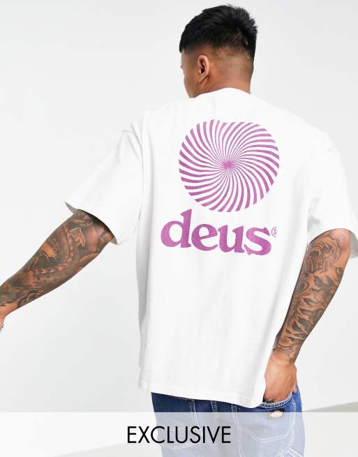 Deus Ex Machina solar heavyweight back print t shirt in white exclusive to ASOS