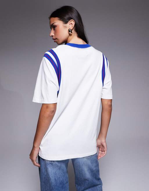Deus Ex Machina – Stephanie – Biało-granatowy T-shirt w sportowym stylu, 4 z 4