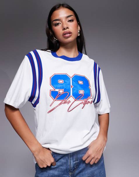 Deus Ex Machina – Stephanie – Vit och marinblå t-shirt i jersey - view 1