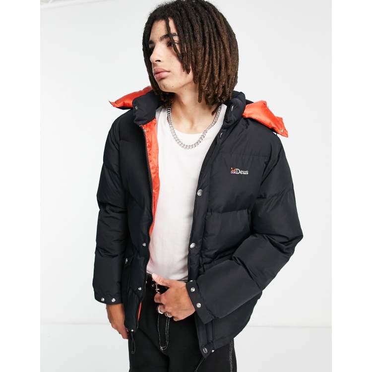 Deus Ex Machina summit puffer jacket in black | ASOS