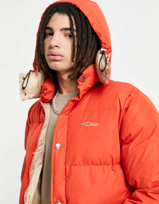 Deus Ex Machina summit puffer jacket in orange | ASOS