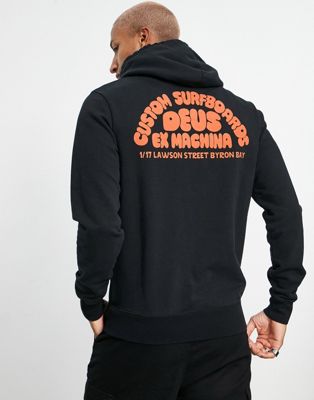 Deus Ex Machina surf crew byron bay hoodie in black - ASOS Price Checker