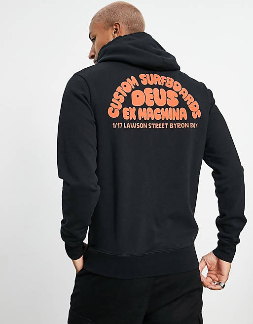 Deus Ex Machina surf crew byron bay hoodie in black | ASOS