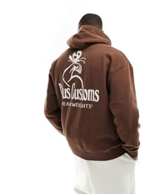 Deus Ex Machina heavyweights hoodie in brown - ASOS Price Checker