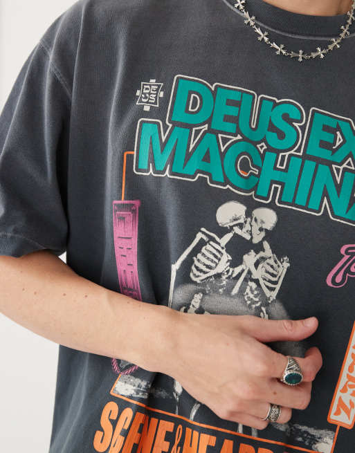 Deus Ex Machina☆TAKOYAKI TEE バックプリント 半袖 Tシャツ Deus Ex Machina takoyaki graphic t-shirt in washed black | ASOS
