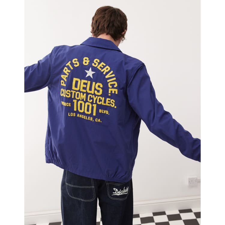 Deus Ex Machina teller drizzler embroidered jacket in blue | ASOS