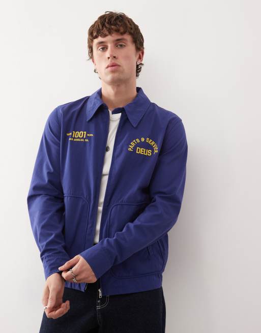 Deus Ex Machina teller drizzler embroidered jacket in blue | ASOS