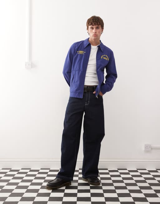 Deus Ex Machina teller drizzler embroidered jacket in blue | ASOS