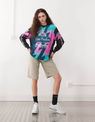 Deus Ex Machina Thunder Long Sleeve Moto Top In Multi
