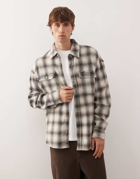 Deus Ex Machina too busy long sleeve flannel shirt in green and black