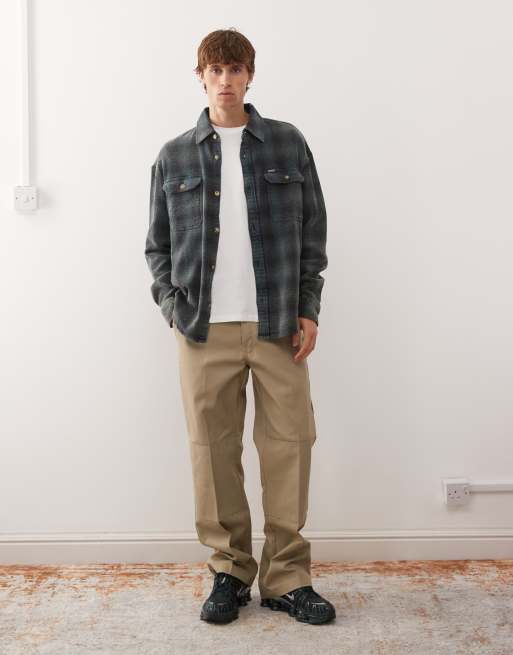 Deus Ex Machina too busy long sleeve flannel shirt in white and grey, 2 of 5