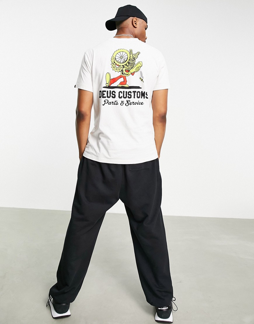 Deus Ex Machina topanga recycled t-shirt with back print in washed white