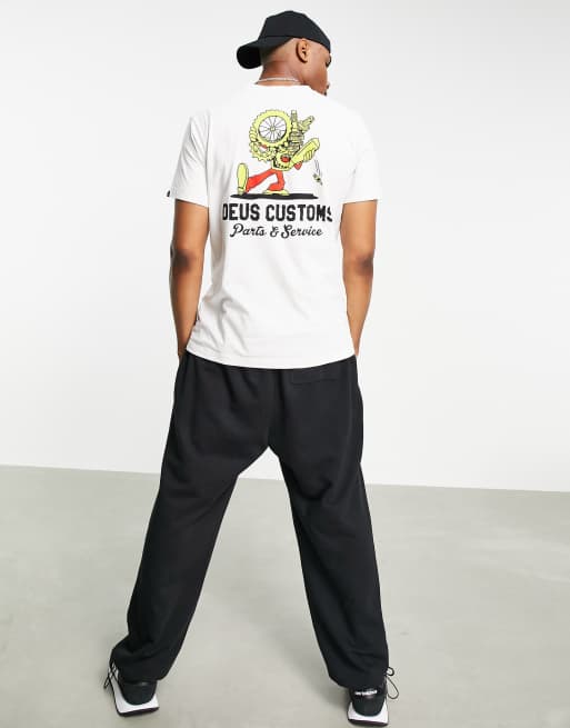 Deus Ex Machina topanga t-shirt with back print in washed white - WHITE