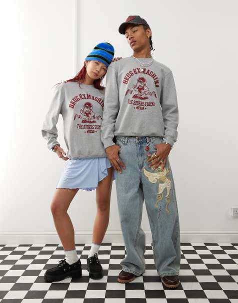 Deus Ex Machina Unisex u crew graphic sweatshirt in gray - view 1