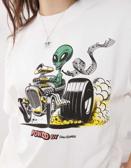 Deus Ex Machina – Vit t-shirt med alientryck, 4 av 4