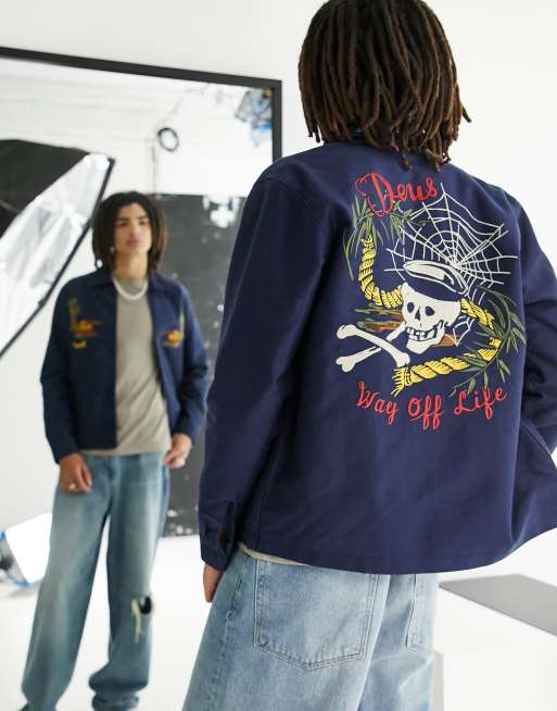 Deus Ex Machina voodoo souvenir jacket in navy