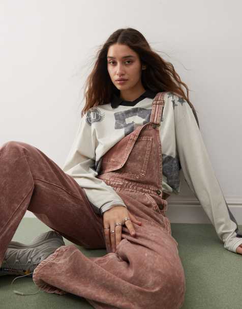 Deus Ex Machina X ASOS exclusive denim dungaree in dirty pink wash - view 1