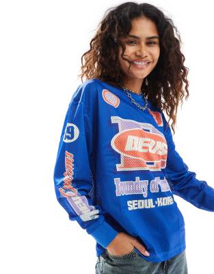 Deus Ex Machina Deus Ex Machina X ASOS exclusive motocross long sleeve t-shirt in blue