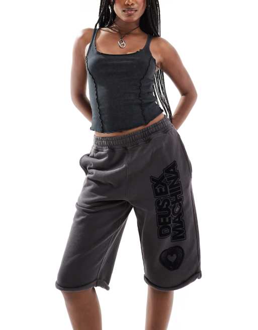 Deus Ex Machina x ASOS exclusive overdyed jersey jorts in black