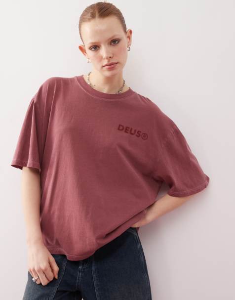 Deus Ex Machina X ASOS exclusive overdyed logo t-shirt in red - view 1