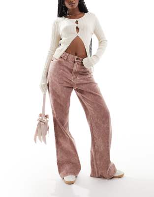 X ASOS exclusive wide leg denim jeans in dirty wash-Blue