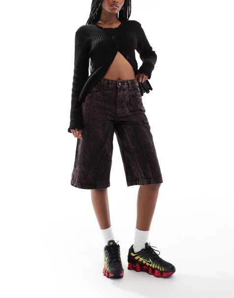 Deus Ex Machina x ASOS – Exklusive Denim-Jorts in Braun mit Acid-Waschung - view 1