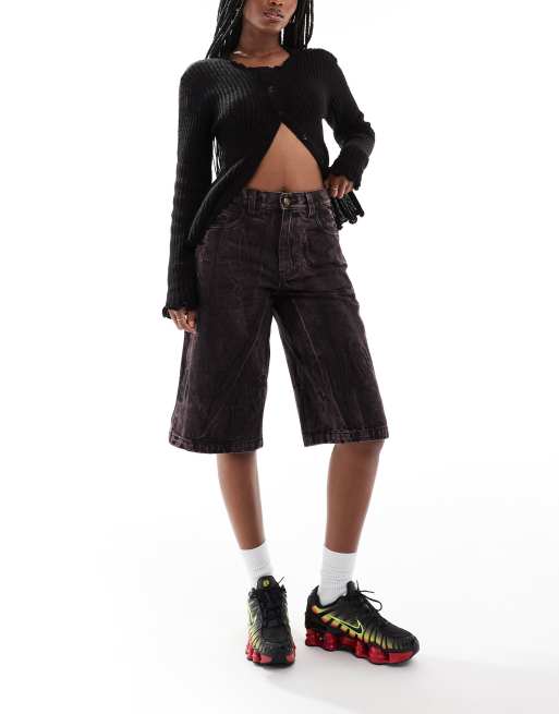Deus Ex Machina x ASOS – Exklusivt – Bruna, stentvättade, långa jeansshorts