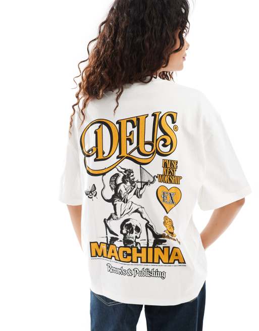 Deus Ex Machina X ASOS - Joy - Hvid T-shirt med grafisk print - Kun hos ASOS
