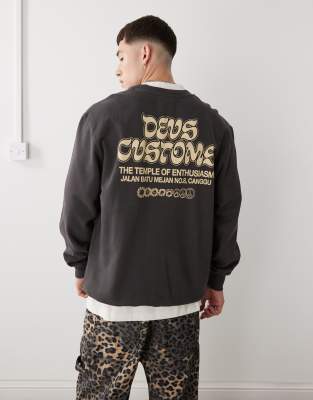 Deus Exx Machina rinse wash graphic sweatshirt in black