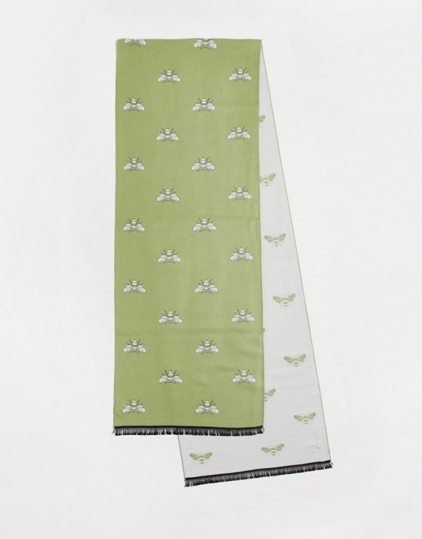 Devils Advocate bee scarf in cream and sage-White