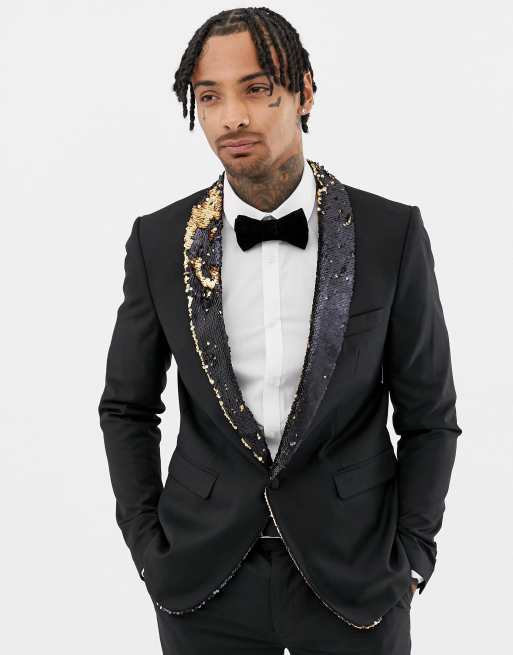 Black sequin tuxedo outlet jacket