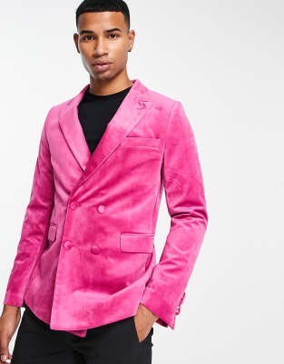 Devils Advocate velvet blazer in pink - ASOS Price Checker
