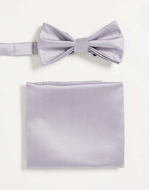 Devils Advocate bow tie and pocket square set in grey