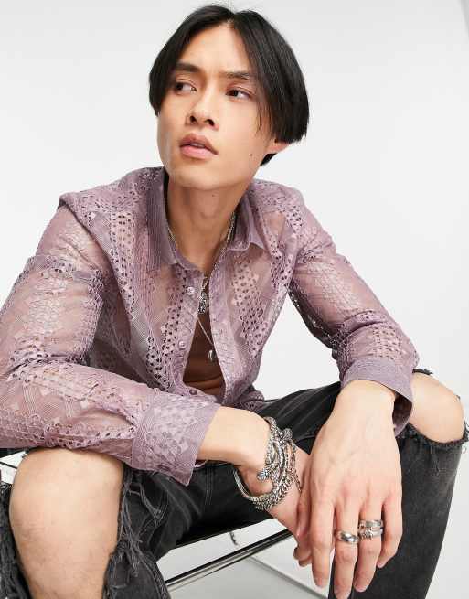 Devil's Advocate - Camicia in pizzo a maniche lunghe viola