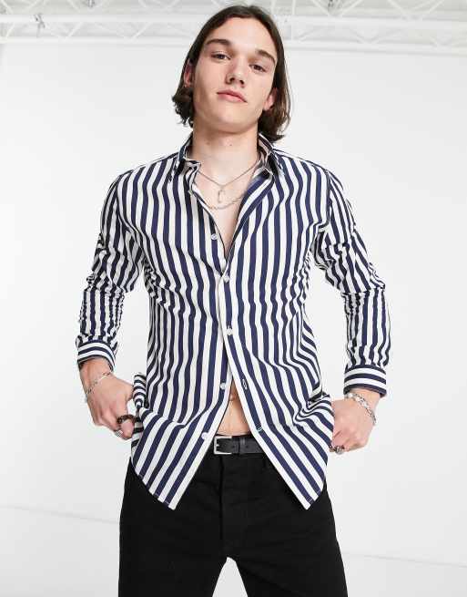 Devils Advocate - Camicia slim a righe blu