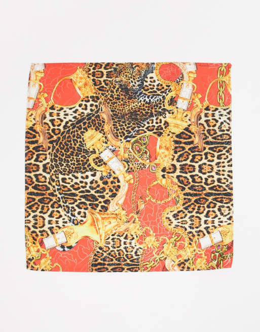 Devils Advocate chain print pocket square