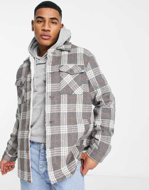 Devils Advocate check borg shacket in grey | ASOS