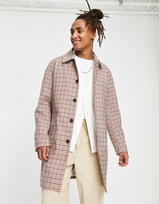 Devil's Advocate checked overcoat in brown
