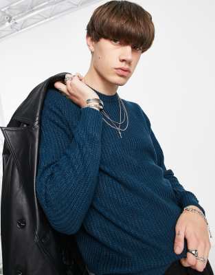 Devils Advocate Devil's Advocate chunky waffle mock turtle neck jumper-Red