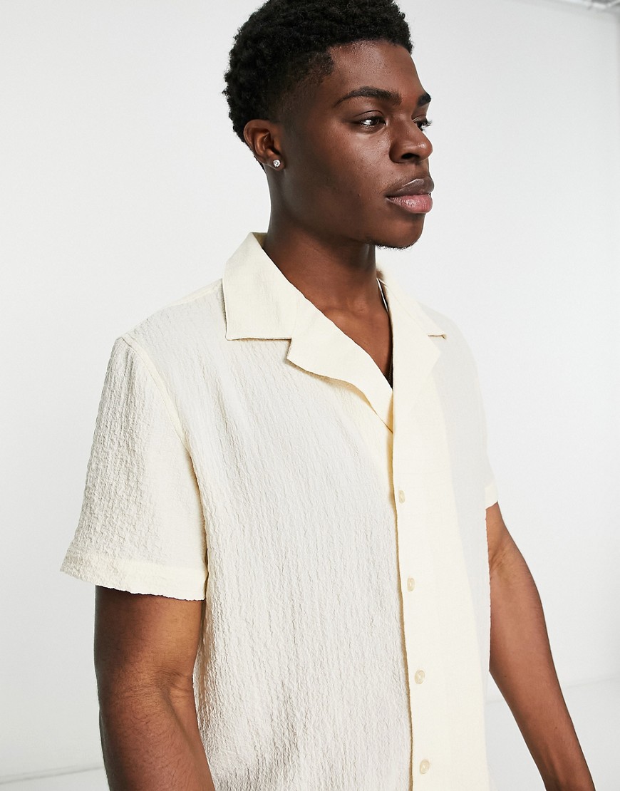Devils Advocate concealed button shirt in cream-White