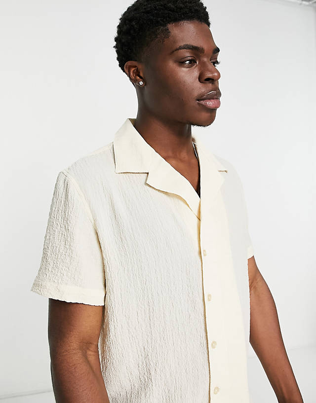 Devils Advocate - concealed button shirt in cream