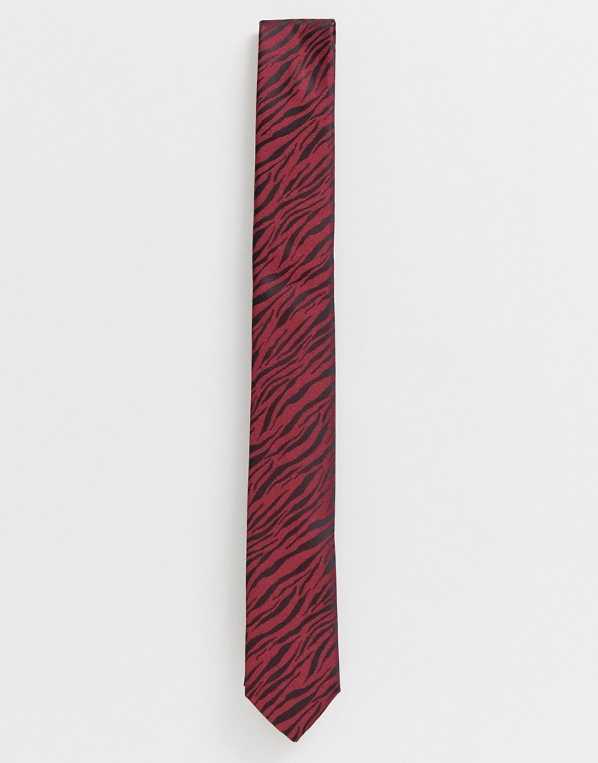Devils Advocate - Cravatta con stampa zebrata scura tono su tono-Rosso