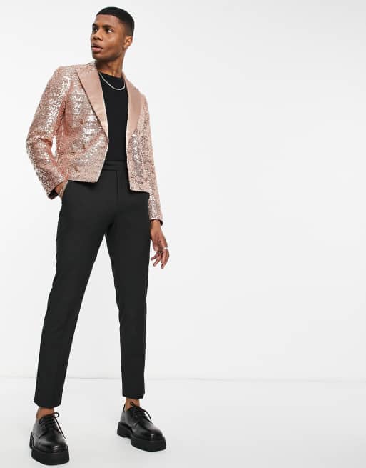Devils Advocate double breasted embellished boxy fit blazer with wide lapels